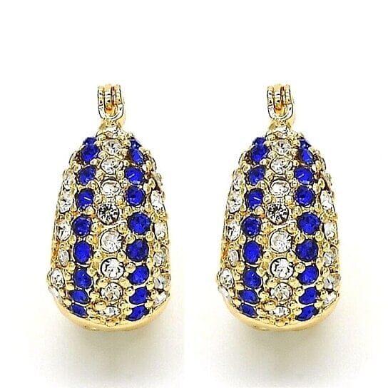 18k Gold Filled High Polish Finish 5 Line Sapphire Crystal Earring Cheap Sale Discounts