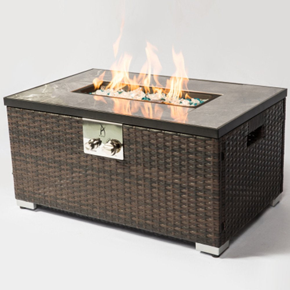 32 Outdoor Rattan Propane Gas Fire Table with Tile Tabletop Cost Cheap Online