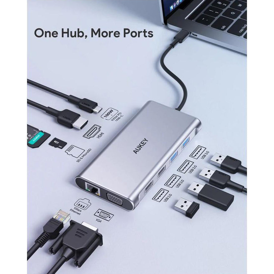 AUKEY 10-in-1 USB C Hub with 4K HDMI & VGA Clearance Good Selling