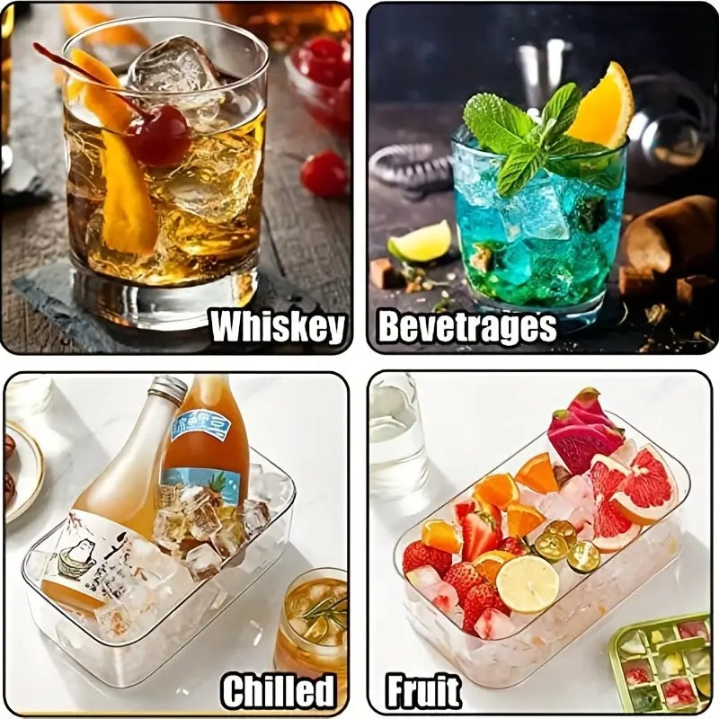 101oz. Ice Cube Tray Set - 64 Pcs Silicone Ice Cube Tray With Lid & Bin Newest For Sale