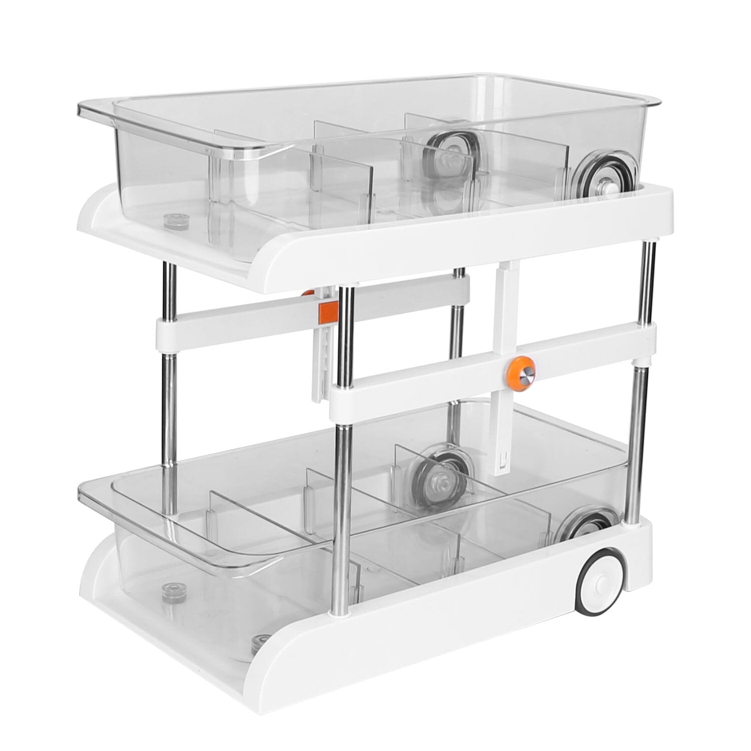 2-Tier Height Adjustable Under Sink Organizer with Flexible Wheels 2 Clear Trays Best Store To Get Sale Online