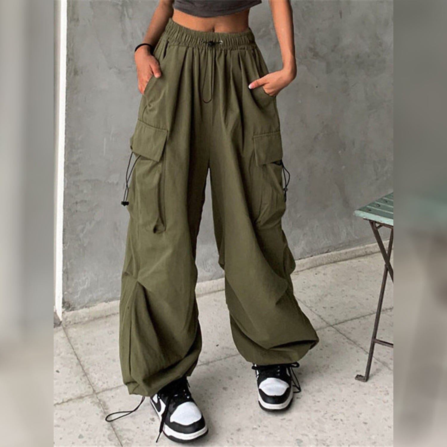 Women's Cargo Baggy Pants High Waist Cheap Pice Top Quality