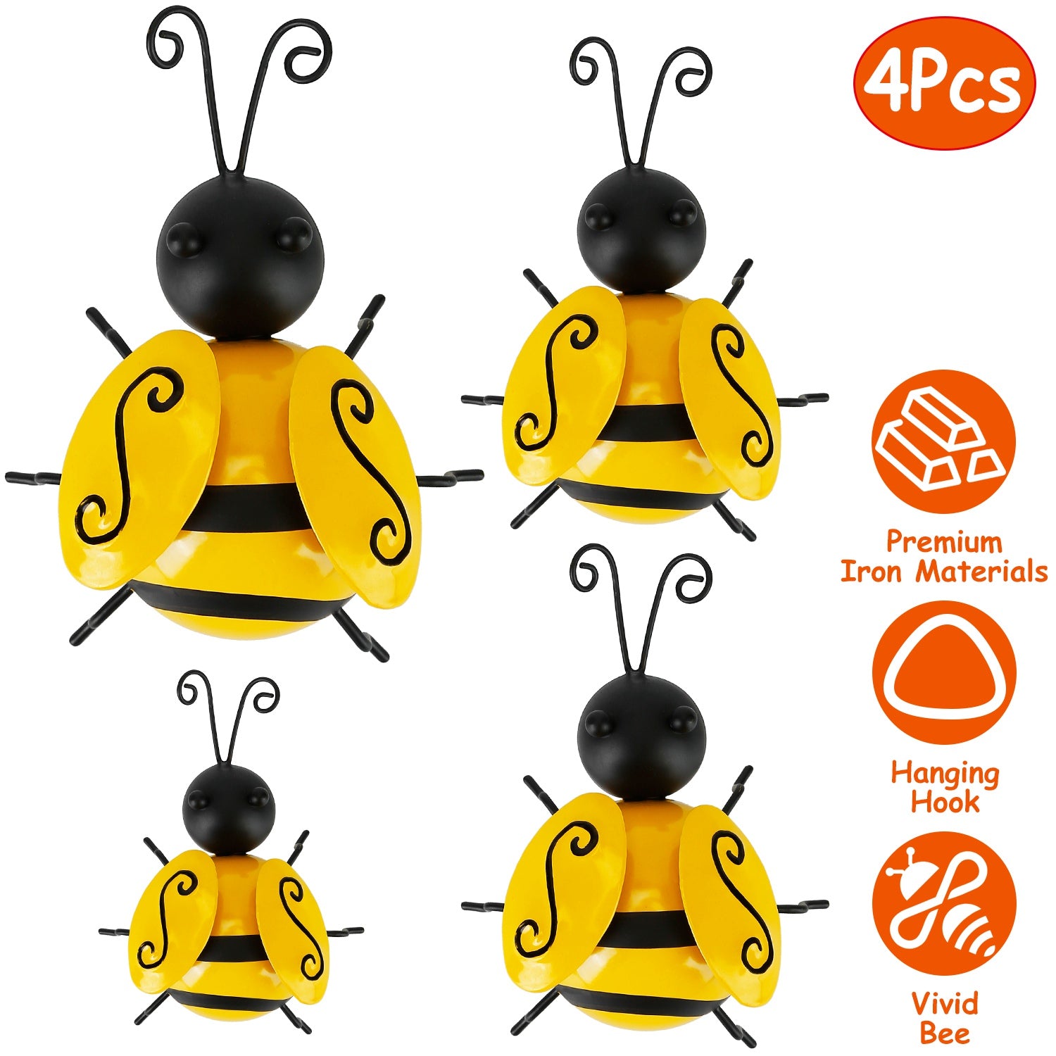 4-Piece: 3D Bumble Bee Ornament Set Many Kinds Of Online