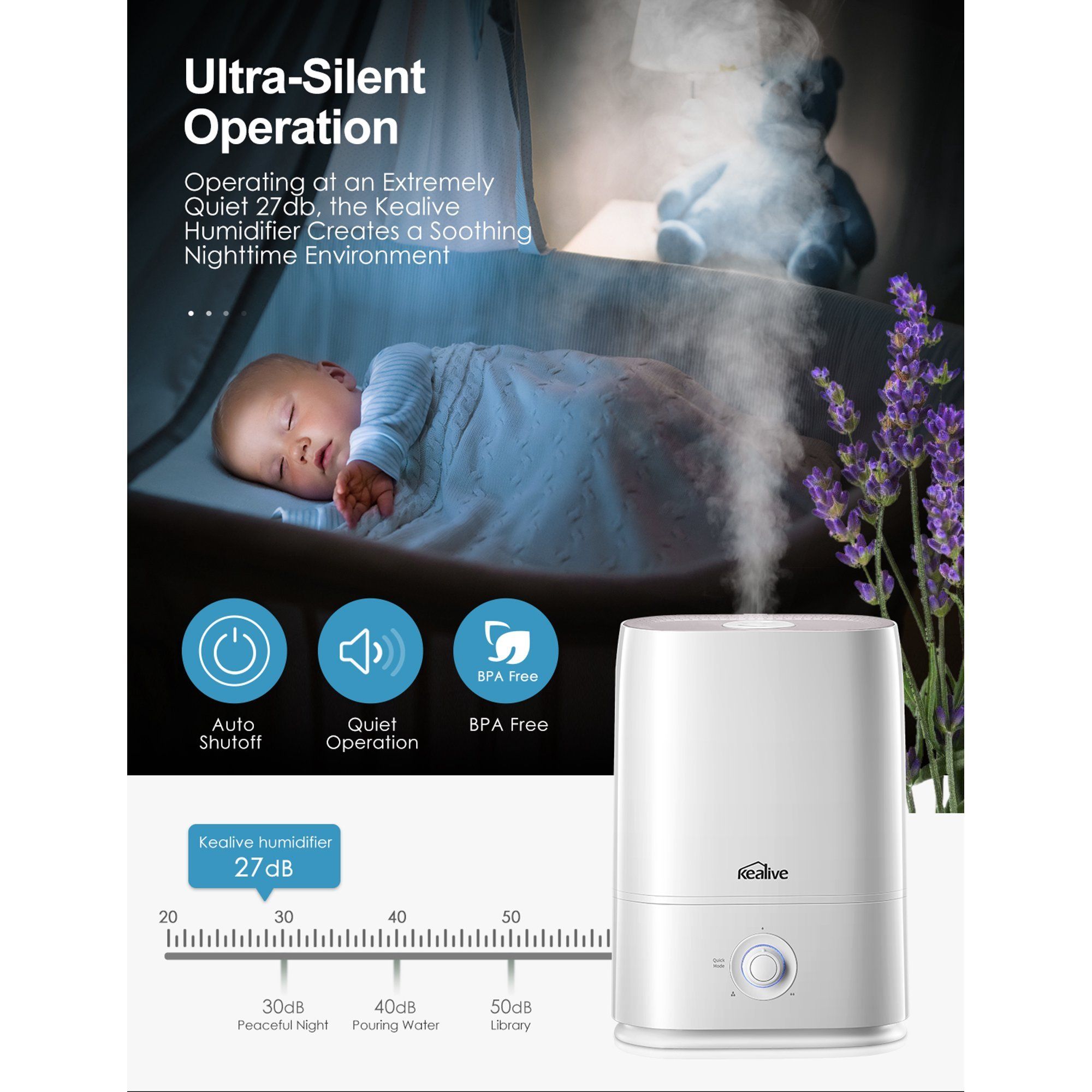 Kealive Cool Mist Humidifier Free Shipping 2025 Unisex