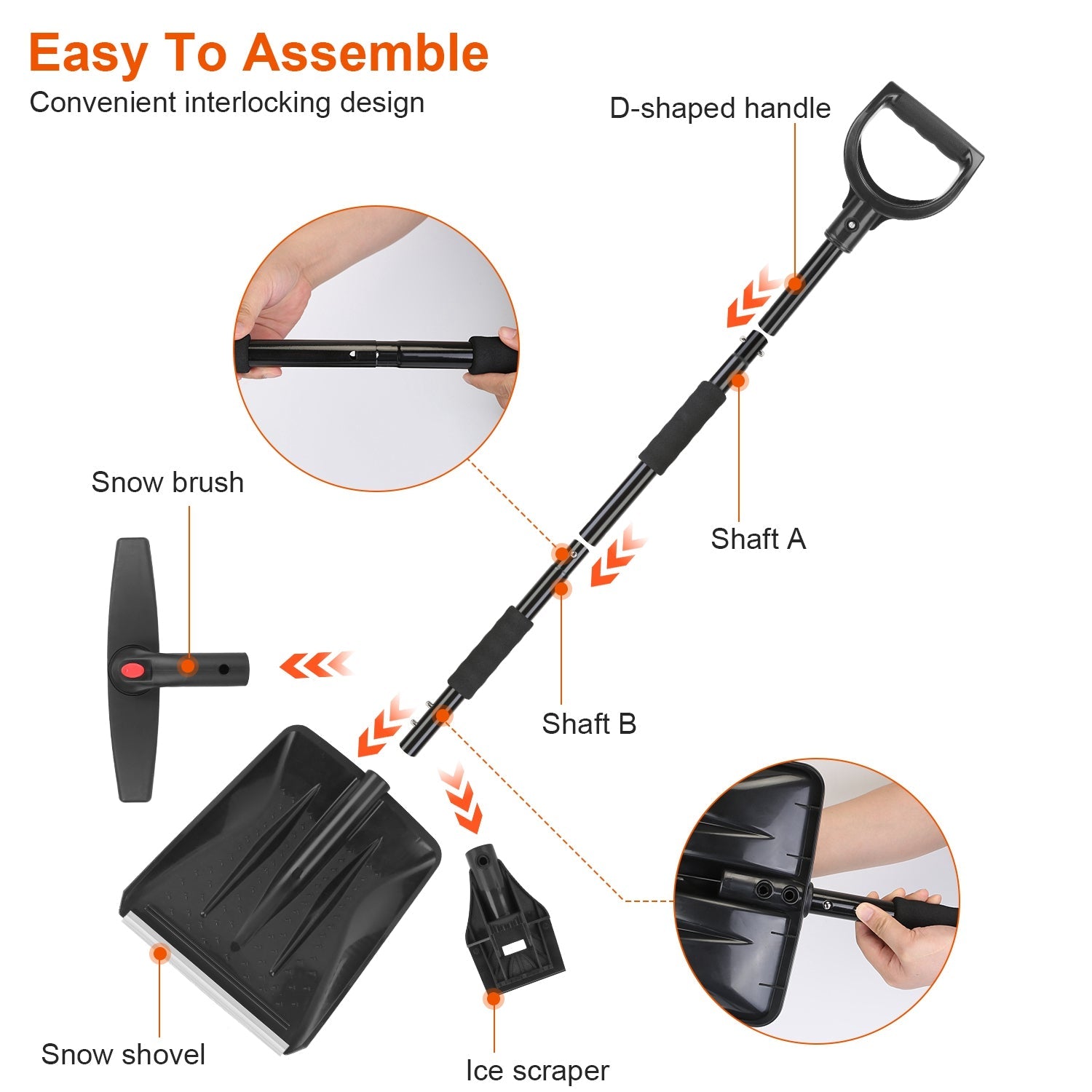 3-in-1 Snow Shovel Kit Brush Ice Scraper Free Shipping Online