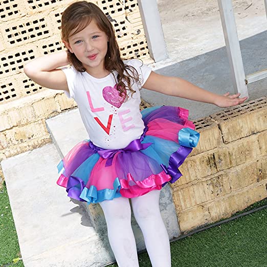 Girl's Layered Ballet Tulle Rainbow Tutu Skirt 2025 New Cheap Online