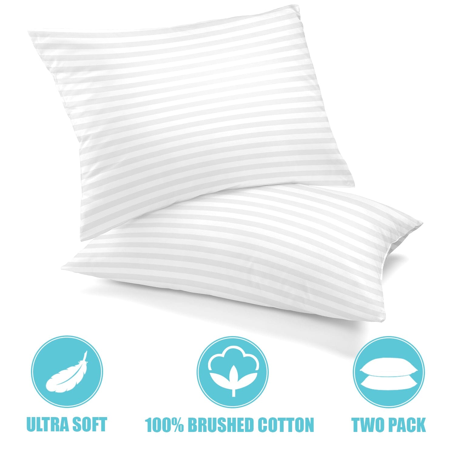 2-Pack: Lux Decor Collection Cotton Stripe Pillow Plush Bed Pillows Set Free Shipping Genuine