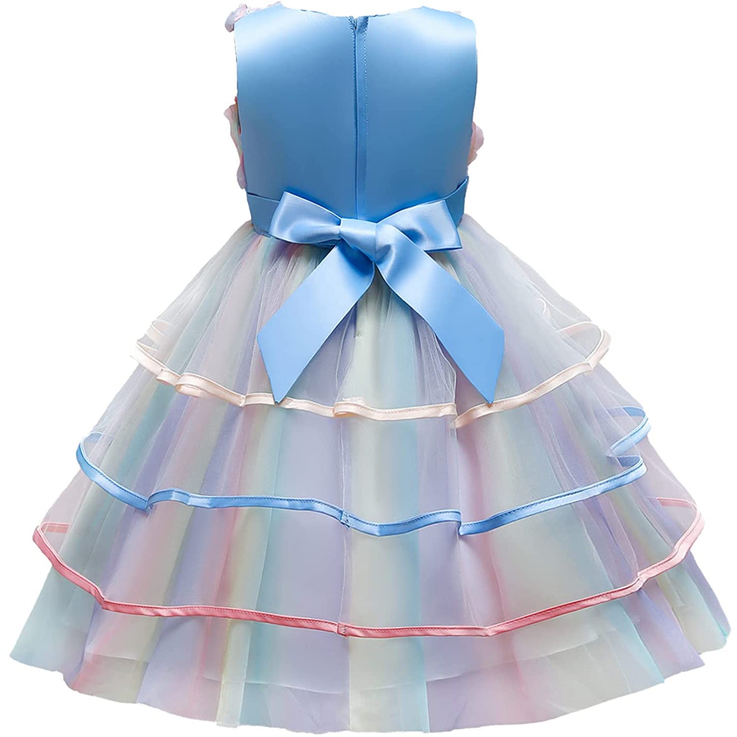 Girl's Rainbow Tulle Lace Dress Discount Best