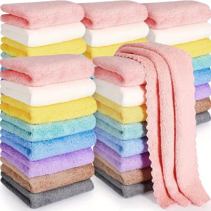 20-Pack: Polyester Hand Towels, 200gsm Knit Fabric, Soft Absorbent Square Bath Towels Free Shipping Genuine