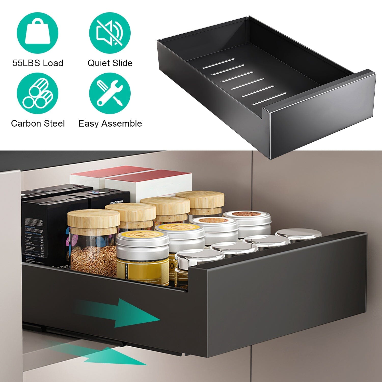 Pull Out Cabinet Organizer Carbon Steel Quiet Slide Rails Cheap View