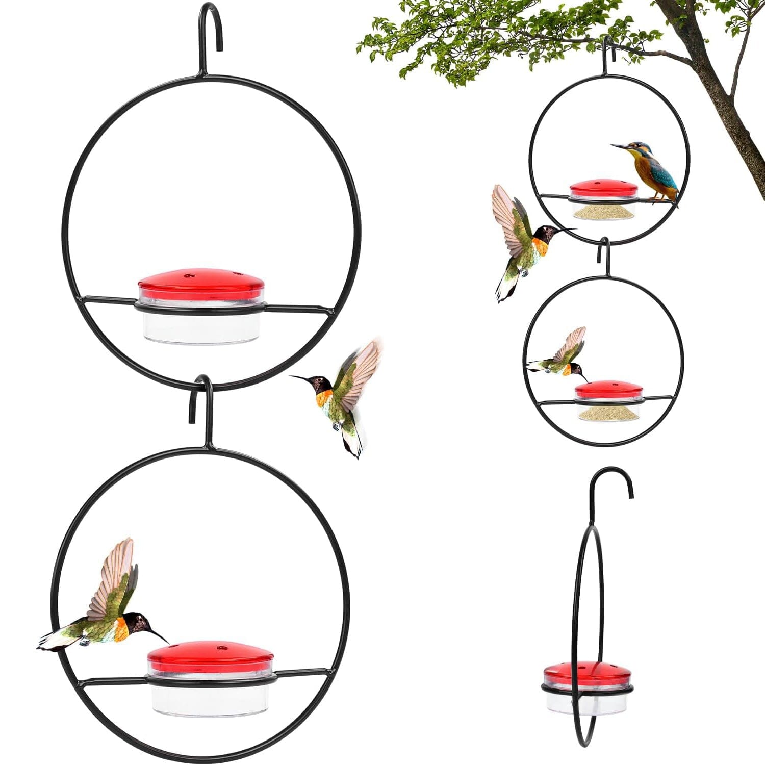 3-Pieces: Stackable Hanging Humming Bird Feeder with Metal Frame & Red Plastic Bowl Clearance Best Store To Get