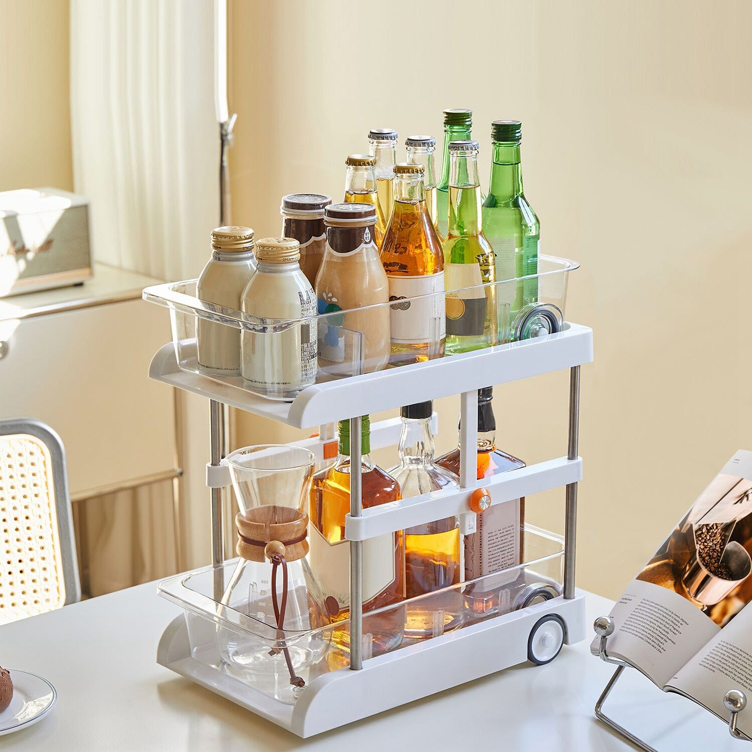 2-Tier Height Adjustable Under Sink Organizer with Flexible Wheels 2 Clear Trays Best Store To Get Sale Online