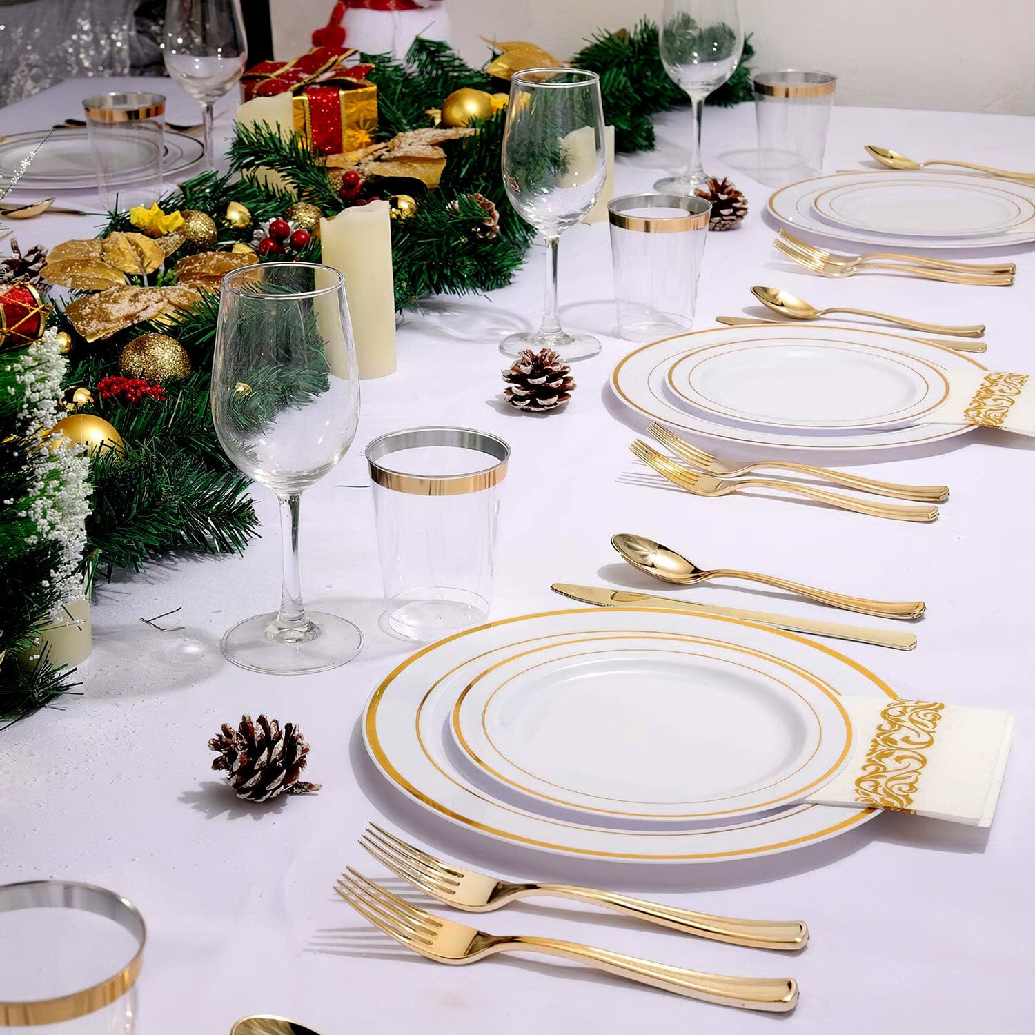 175-Pieces: Disposable Gold Dinnerware Set Low Shipping Fee Online