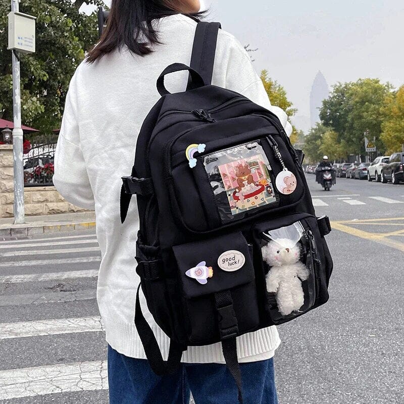 Cute Waterproof Multi-Pocket Women Backpacks with Bear Doll Clearance Good Selling