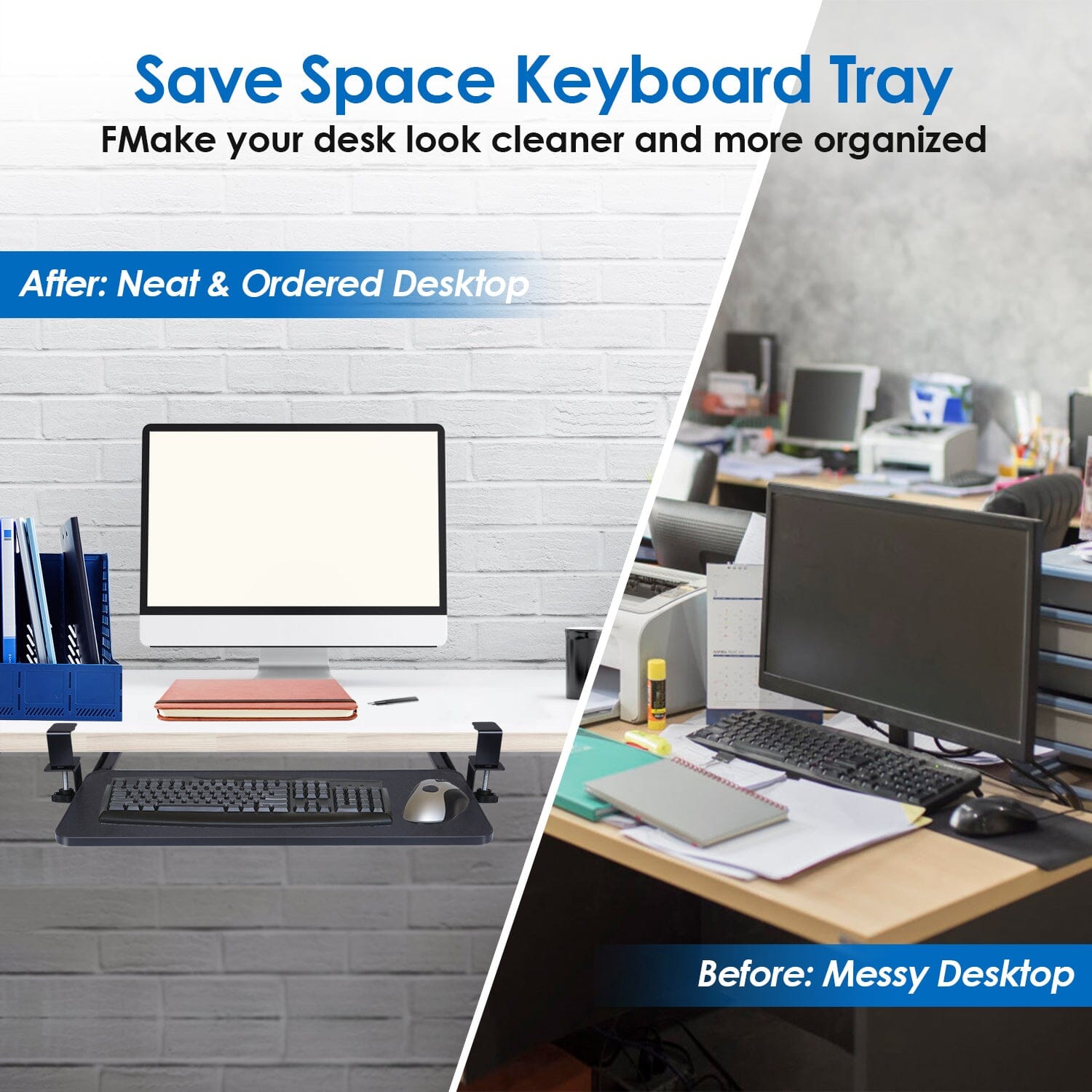 Keyboard Mouse Tray Under Desk Retractable Slide Out Drawer with C Clamp Visa Payment For Sale