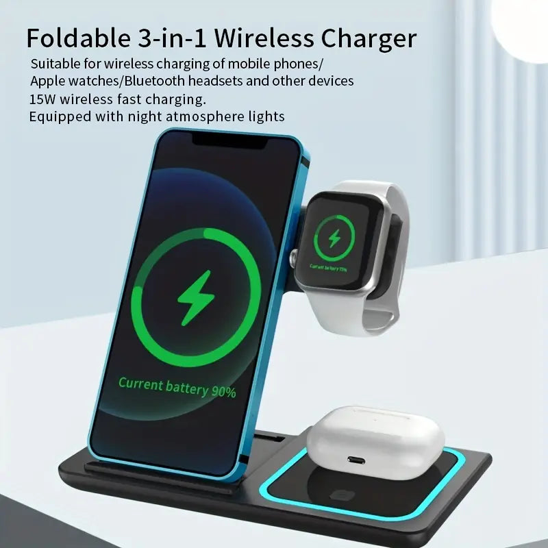 3-in-1 Folding Fast Wireless Charger Station Outlet Locations Cheap Online