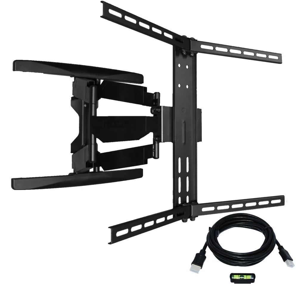 Full motion Articulating TV Wall Mount/ TV Bracket for Curved & Flat Panel TV, Fits 32 to 80 TVs 600X400 VESA Inc 10ft HDMI Cable and Bubble Level- Koramzi KWM3664AT-PRO Cheap Sale Countdown Package