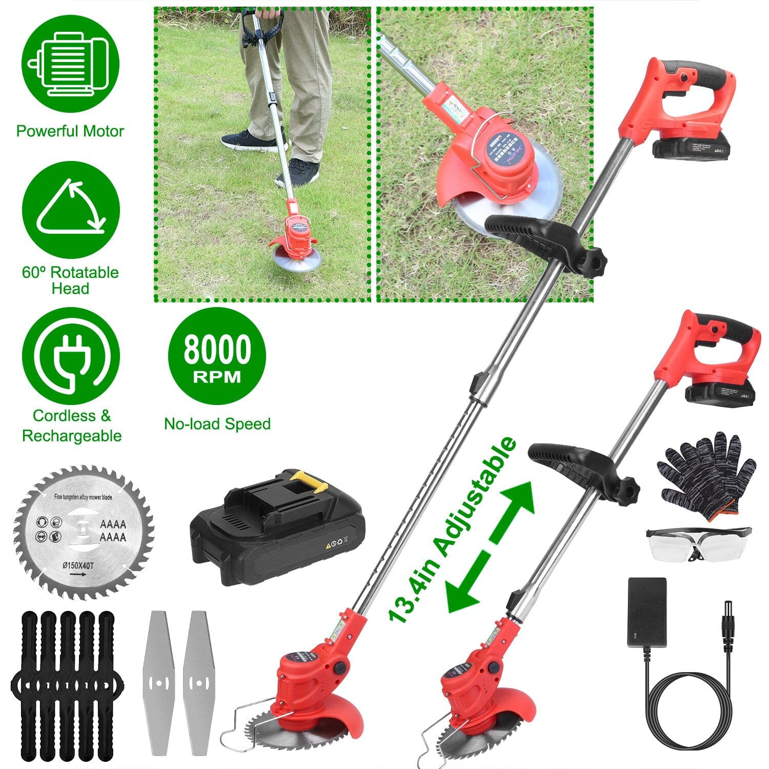 Rechargeable Electric Cordless Grass Trimmer with Alloy Saw Blade Free Shipping 2025