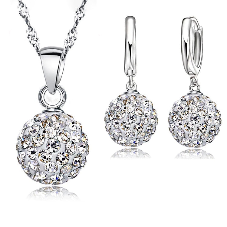 Crystalline Solid Silver Woman Jewelry Disco Ball Set Outlet Cheap Pices