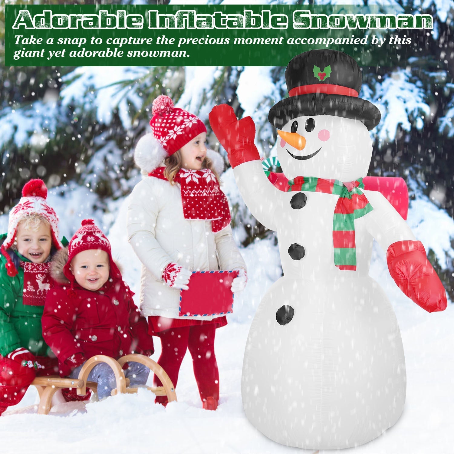 7.9ft Christmas Inflatable Giant Snowman Blow Up with LED Lights Hat Scarf Clearance Get Authentic