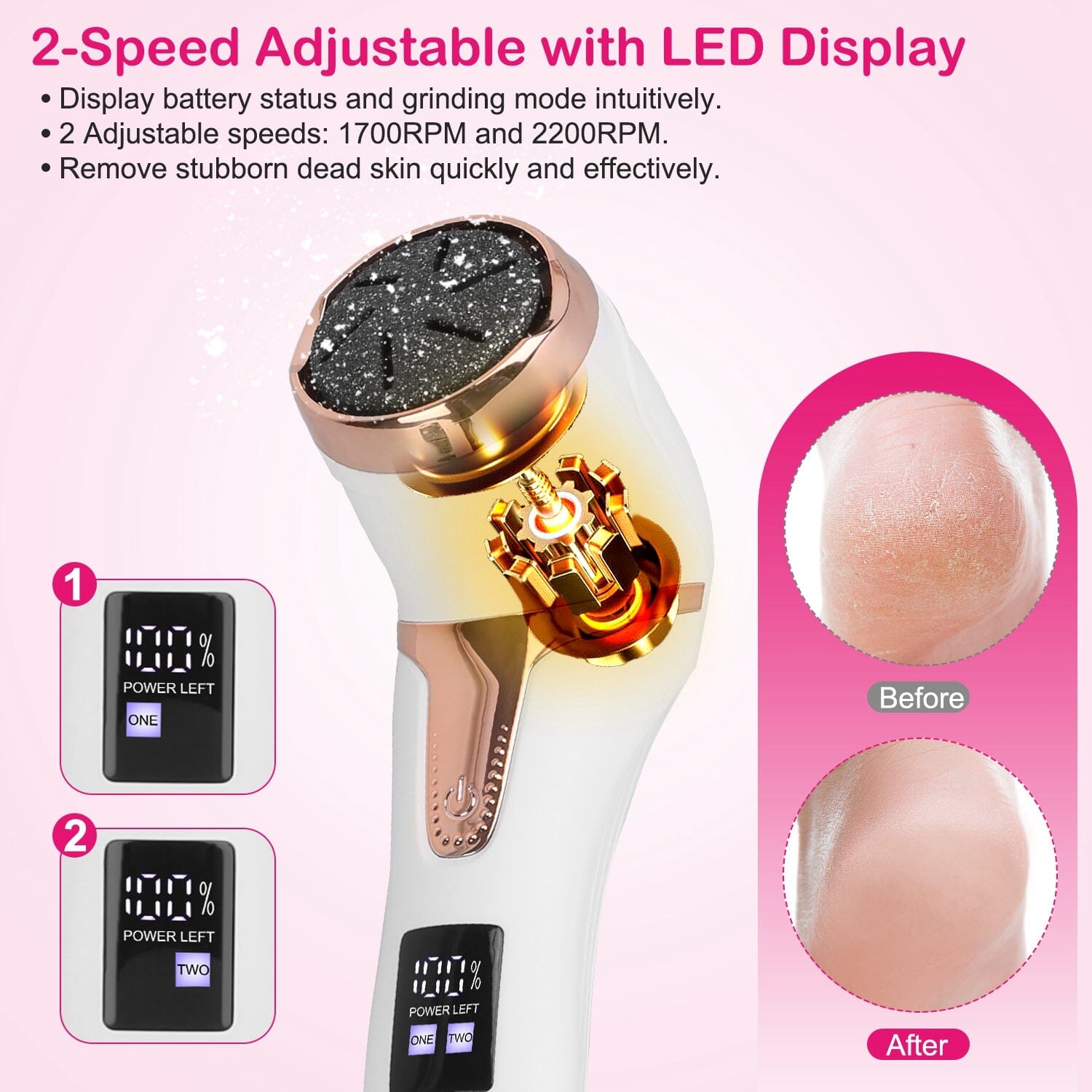 17-Pieces Set: Electric Foot Callus Remover with Vacuum Foot Grinder Rechargeable Discount Wholesale