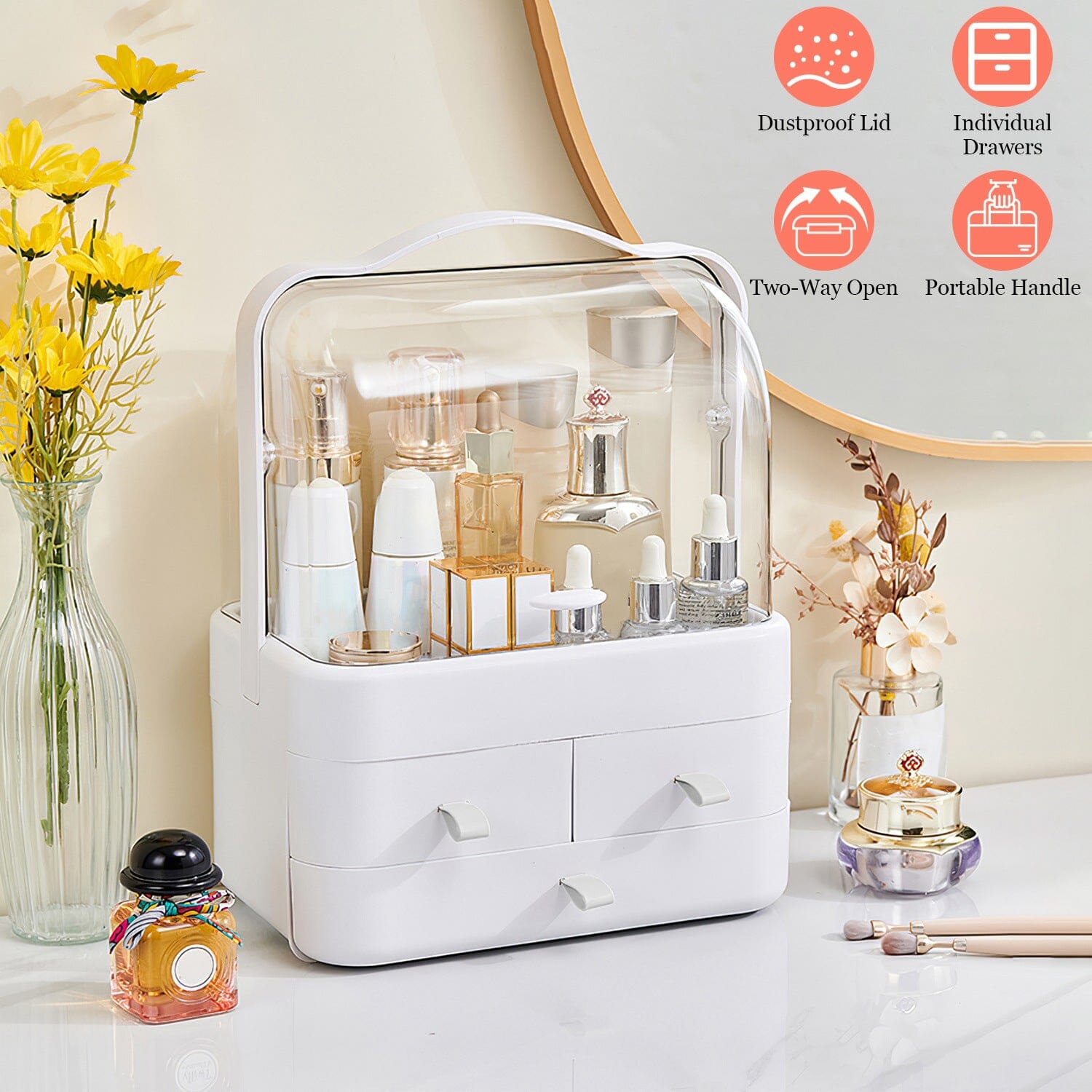 3-Tier Makeup Organizers Cosmetic Storage Box with Dustproof Waterproof Lid Quality Free Shipping Low Pice