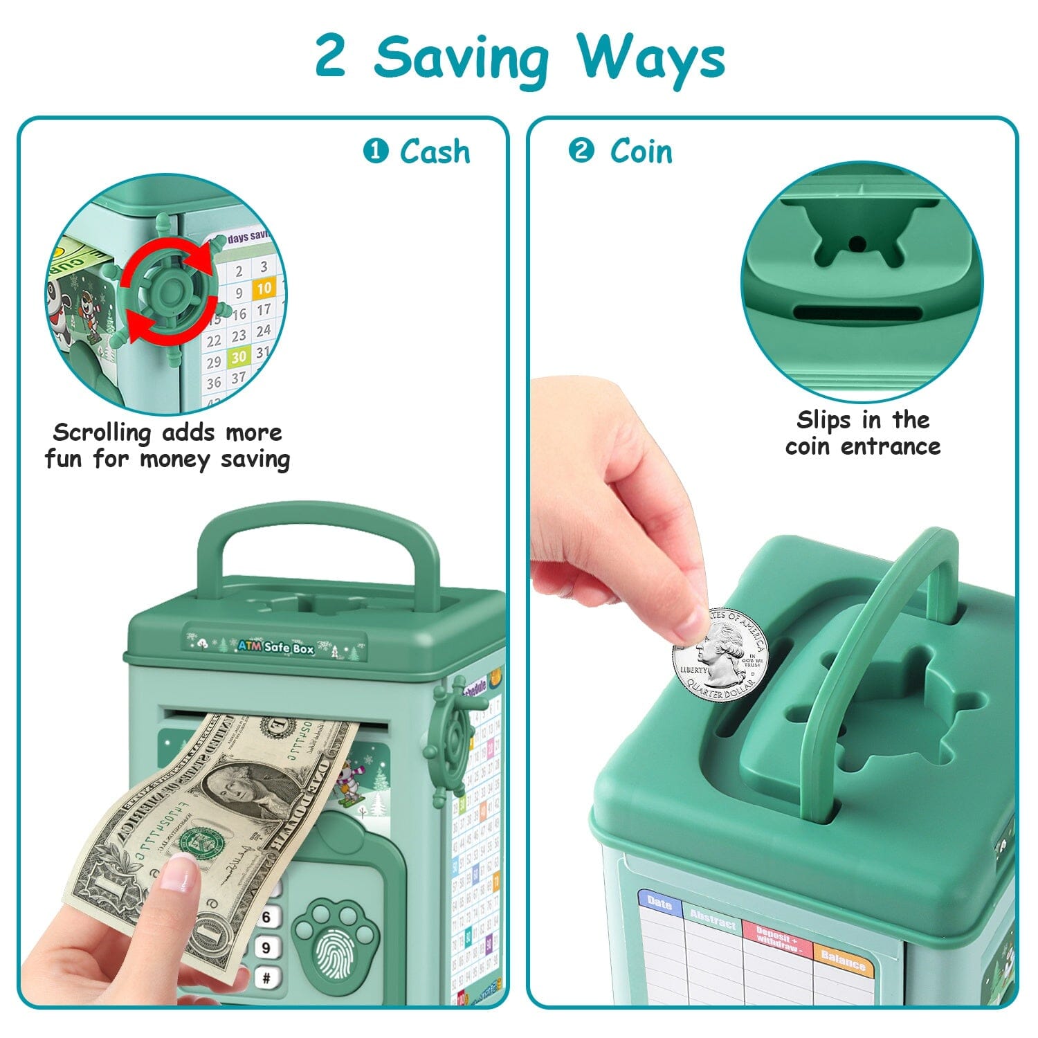 Piggy Bank Toy Cash Coin Money Saving Box with Password, Fingerprint Voice Prompt for 3+ Years Gold Excellent