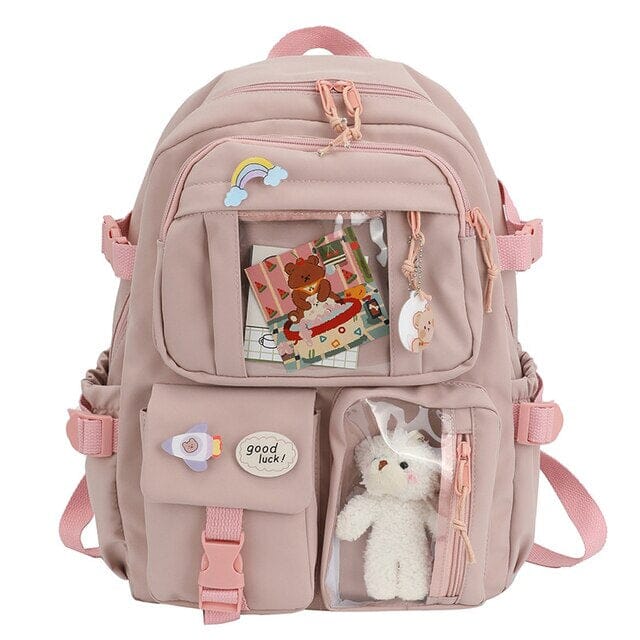 Cute Waterproof Multi-Pocket Women Backpacks with Bear Doll Clearance Good Selling