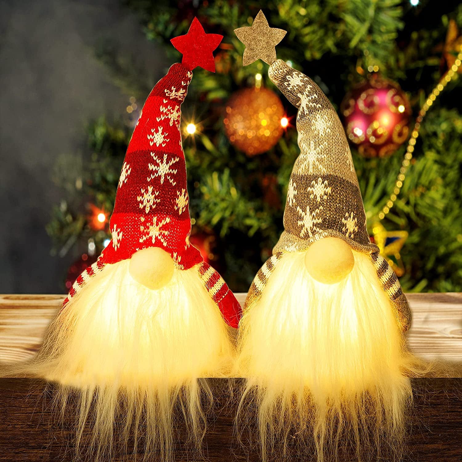 2-Pieces: 11 Lighted Christmas Gnome Santa Quality Free Shipping Outlet