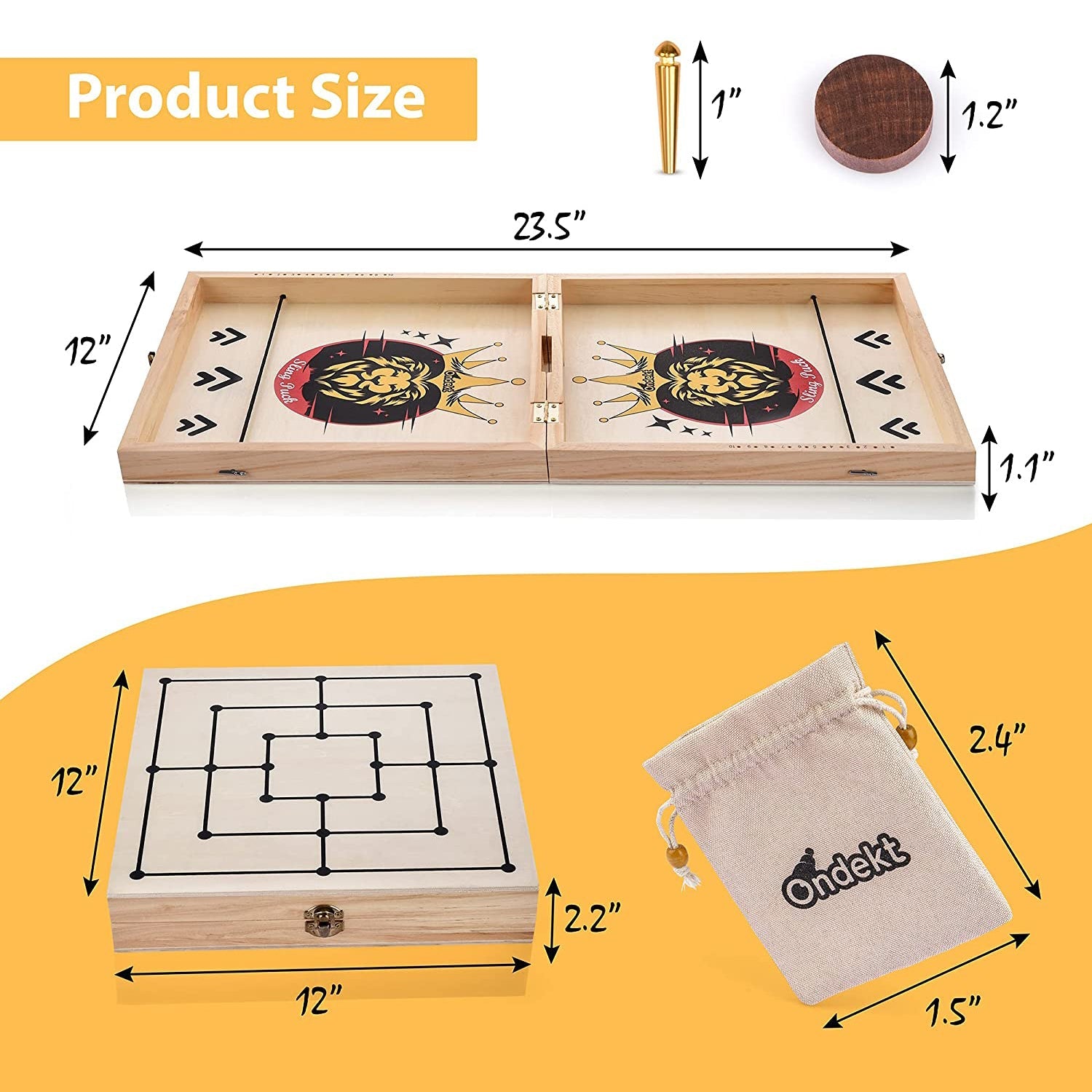 3-in-1 Foldable Wooden Fast Sling Puck Game View