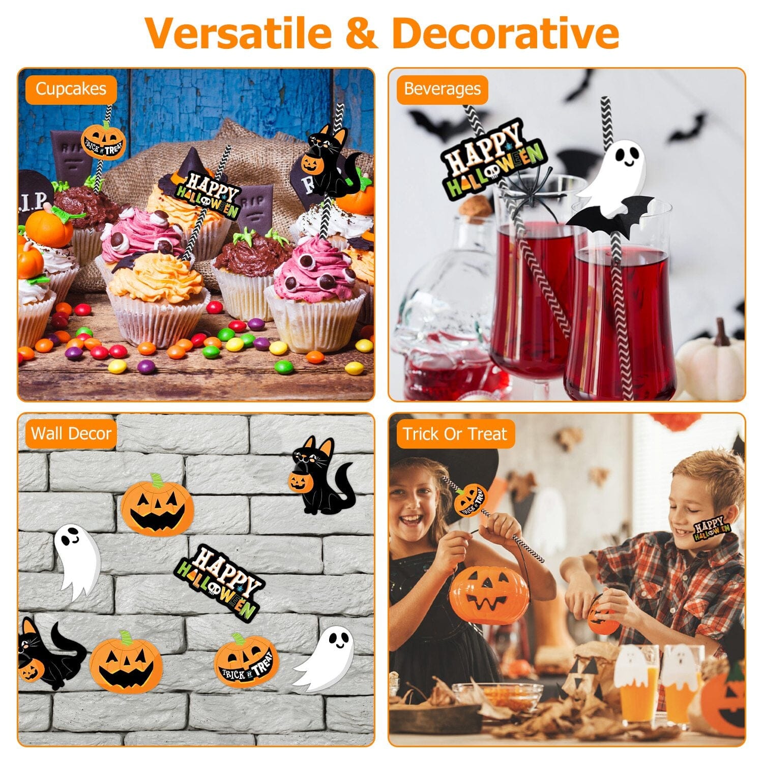 24-Pieces: Halloween Party Striped Decorative Paper Straws Online Shop From China