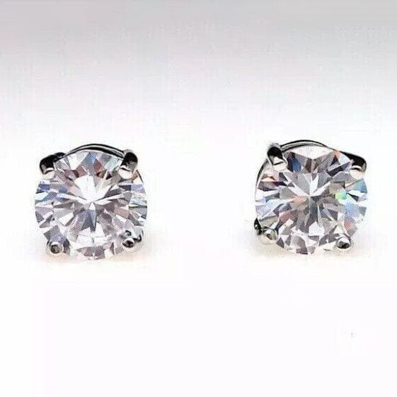 4 Ct Round Cut FL/D Lab Created White Sapphire Stud Earrings 14K White Gold Clearance Newest