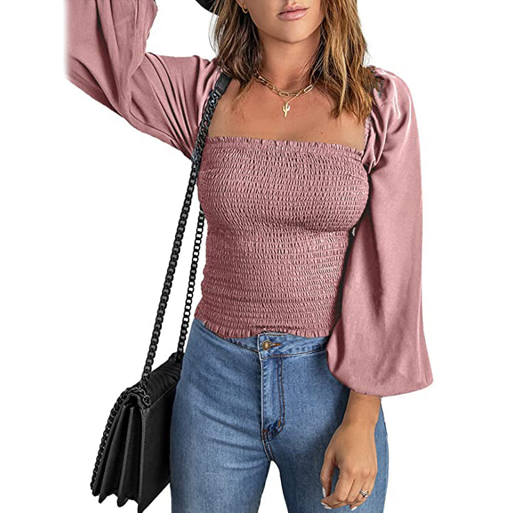 Women's Puff Long Sleeve Square Neck Tops Buy Cheap Low Cost