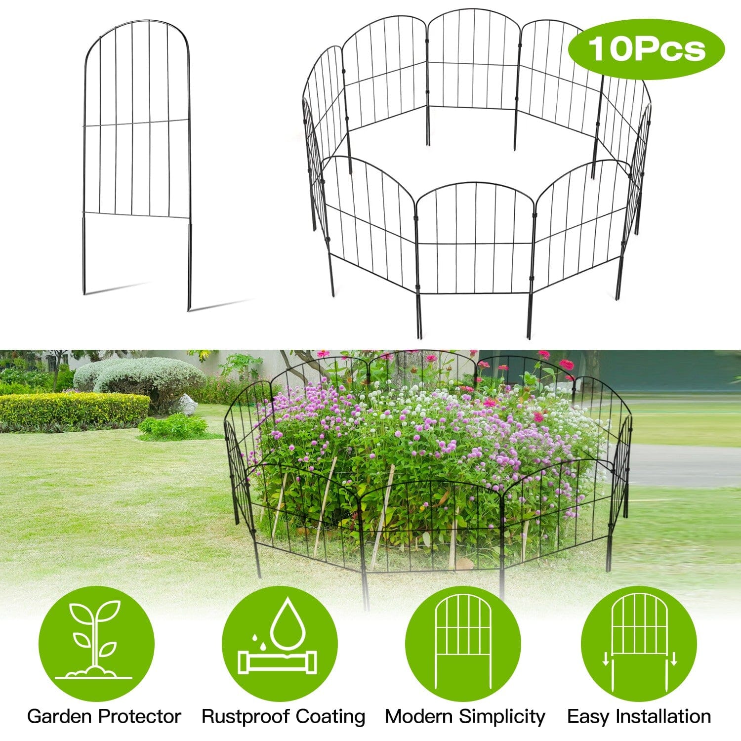 10-Pieces: Decorative Garden Fence Rustproof Iron Wire Arched Fence Many Kinds Of Cheap Pice