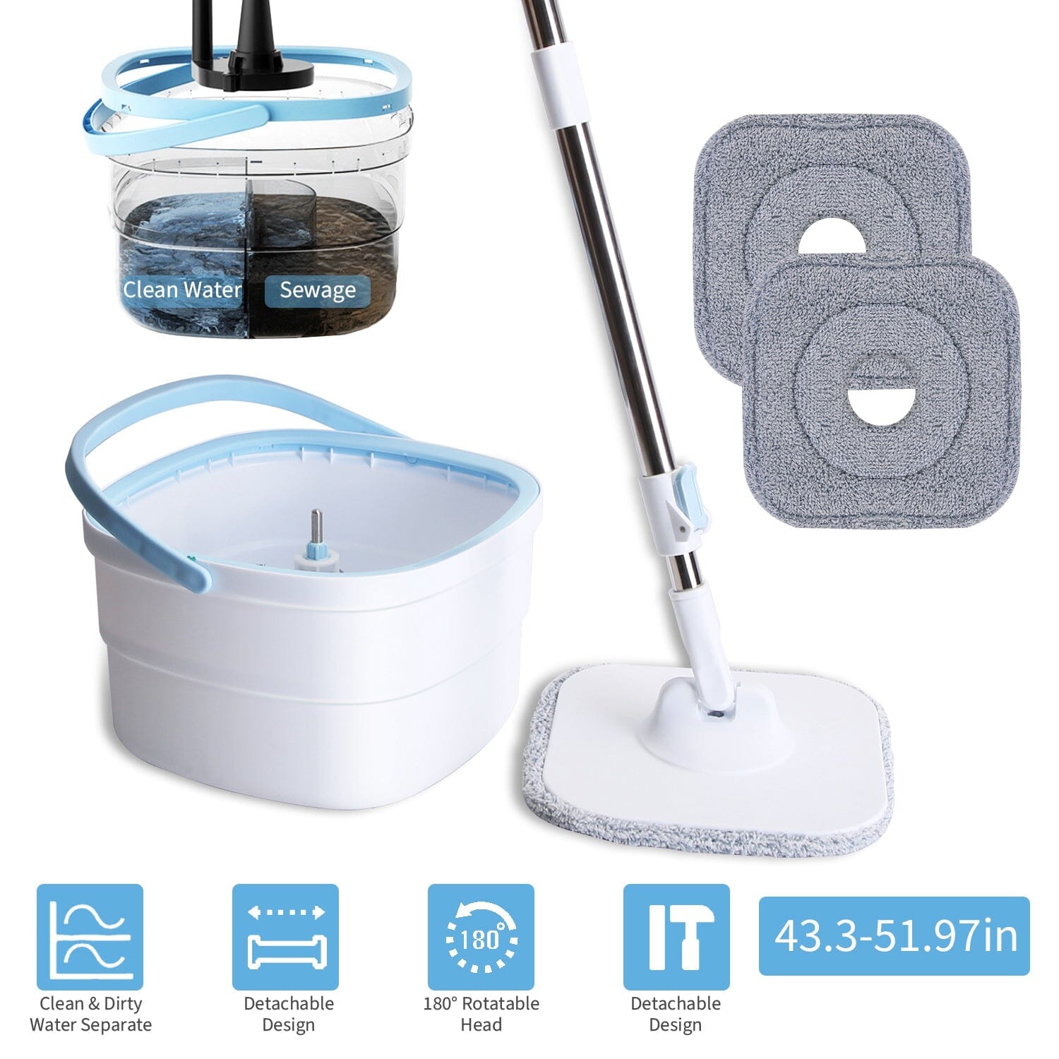 Spin Mop and Bucket with Wringer Set Clearance Wide Range Of