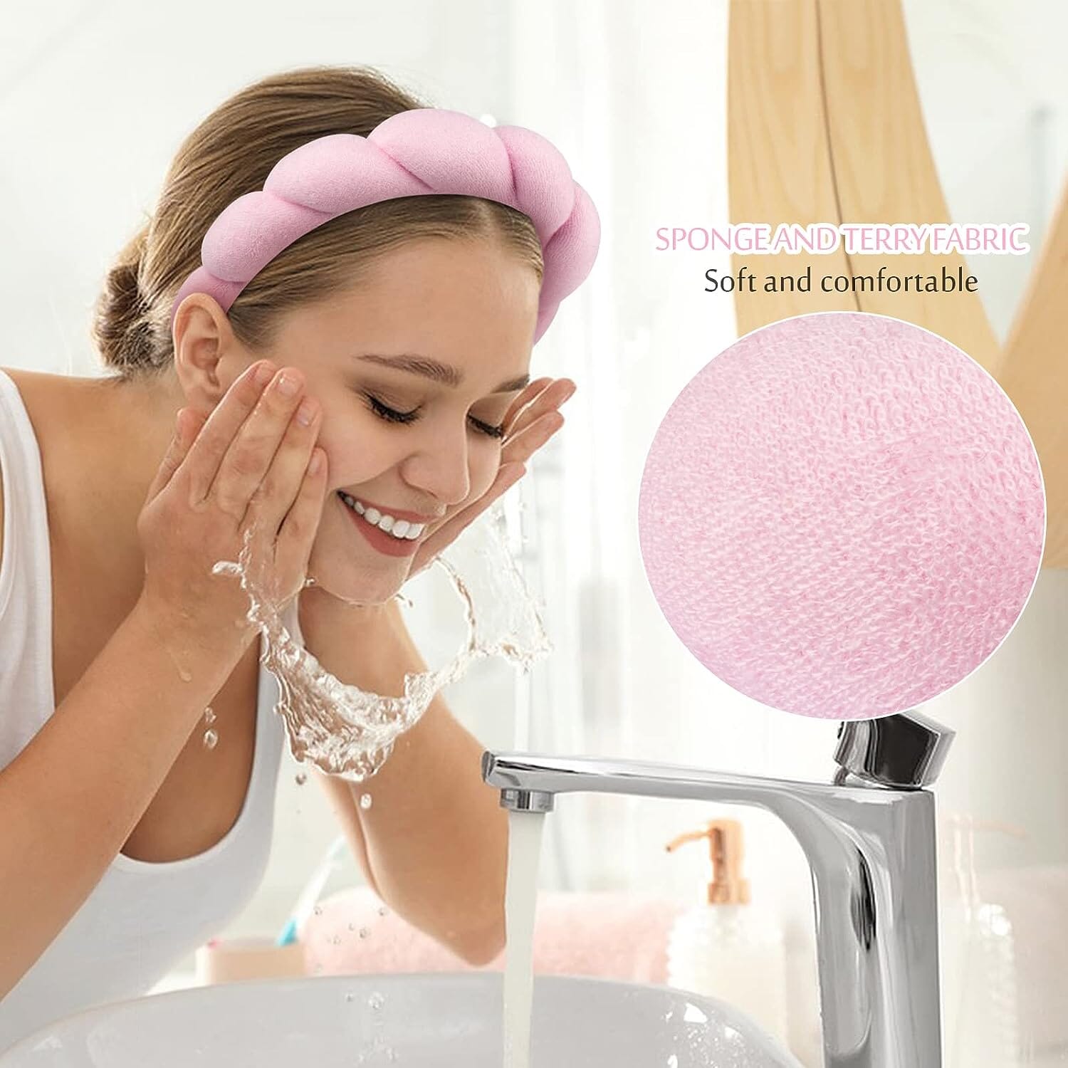 3-Pack:  Puffy Terry Towel Cloth Fabric Sponge Face Wash Head Band Buy Cheap Sast