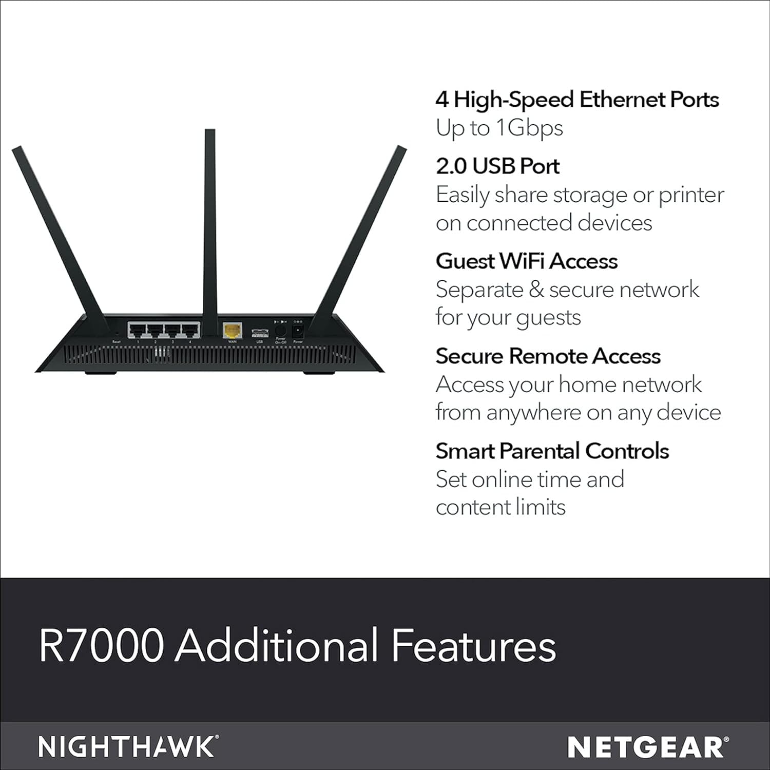 NETGEAR Nighthawk Smart Wi-Fi Router (R7000-100NAS) - AC1900 Wireless Speed (Up to 1900 Mbps) (Refurbished) 2025 Cheap Pice