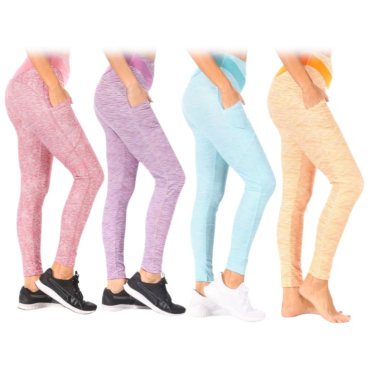 4-Pack: Women's Tummy Control Active Leggings with Pockets Cheap Shop