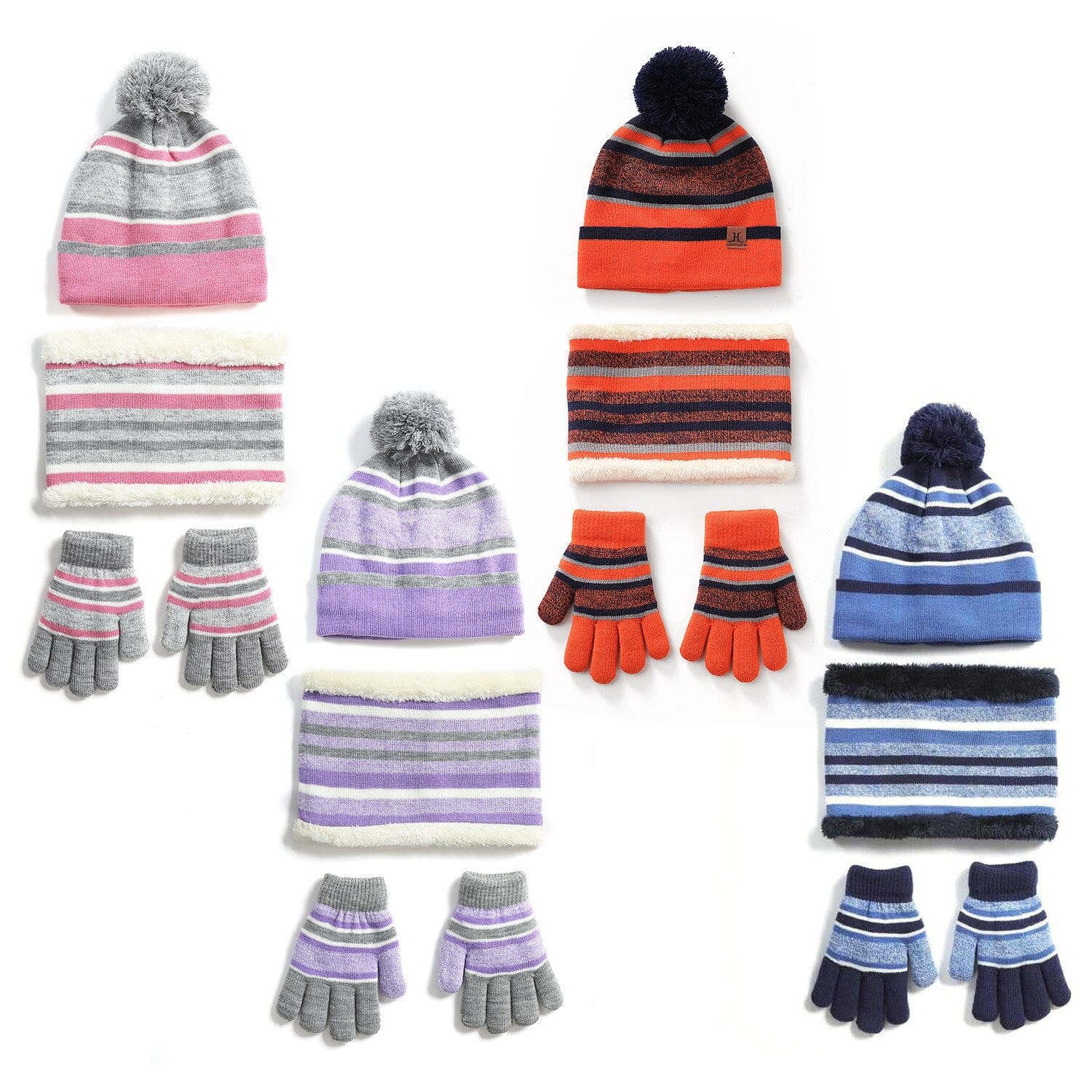 3-Piece Set: Winter Kids Knitted Warm Beanie Hat and Glove for 4-7 Years Old Really For Sale