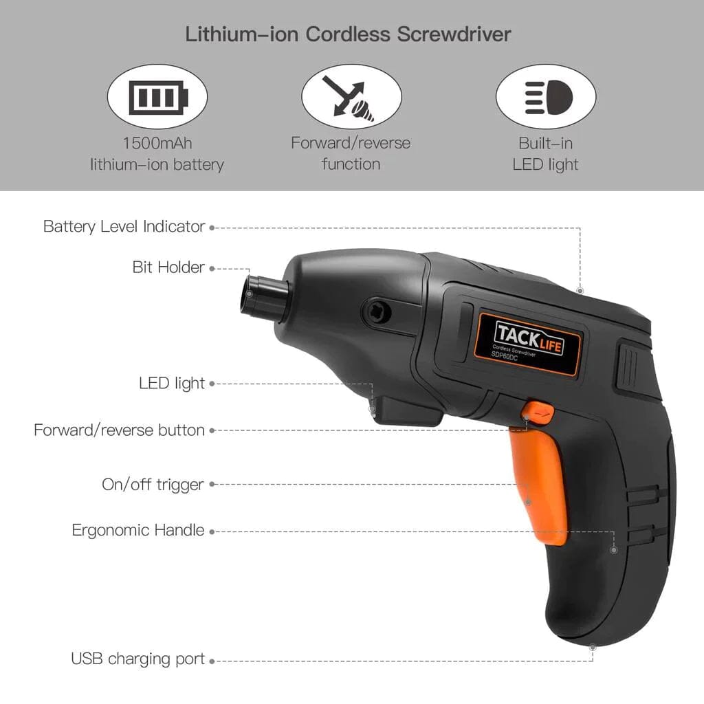 Electric Cordless Screwdriver Rechargeable with LED Light Collections