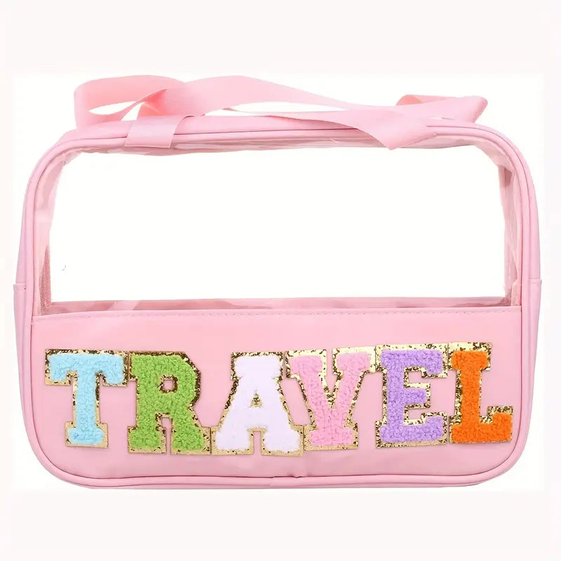 Transparent Letter Pattern Makeup Bag with Handle Best Deals