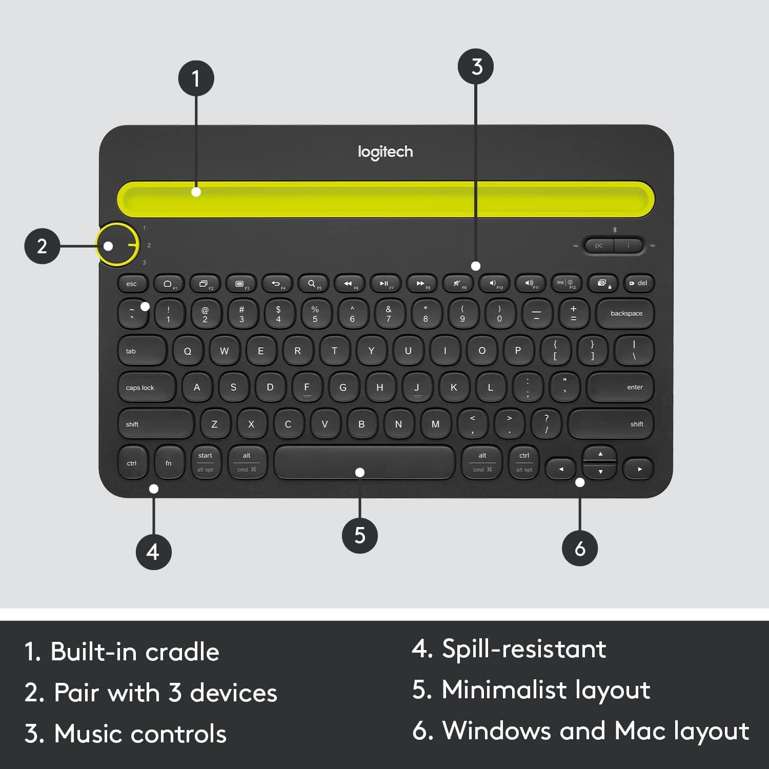 Logitech K480 Bluetooth Multi-Device Keyboard Black Looking For For Sale