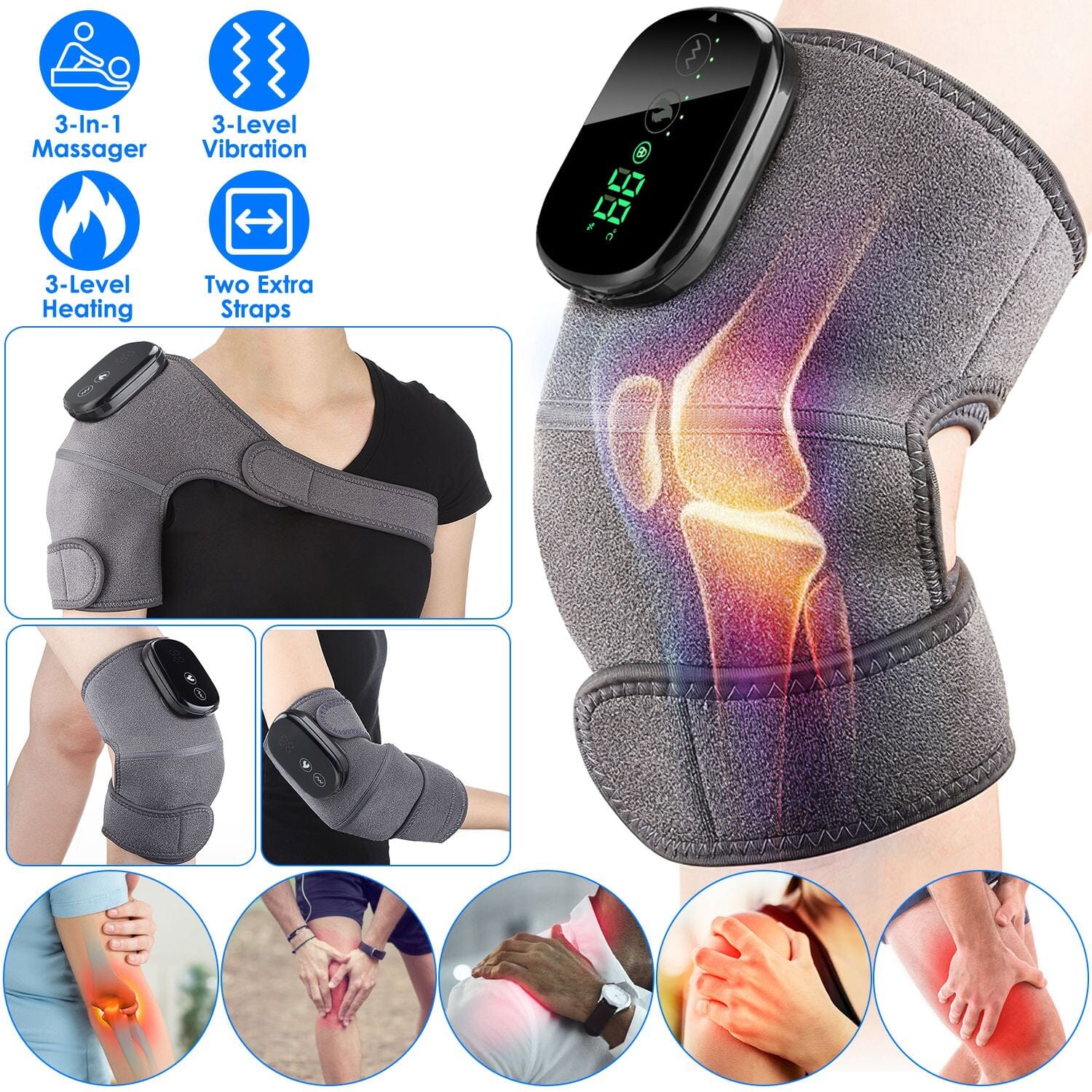 3-in-1 Heated Pads Massager with 3 Level Vibration Shop Offer Cheap Online