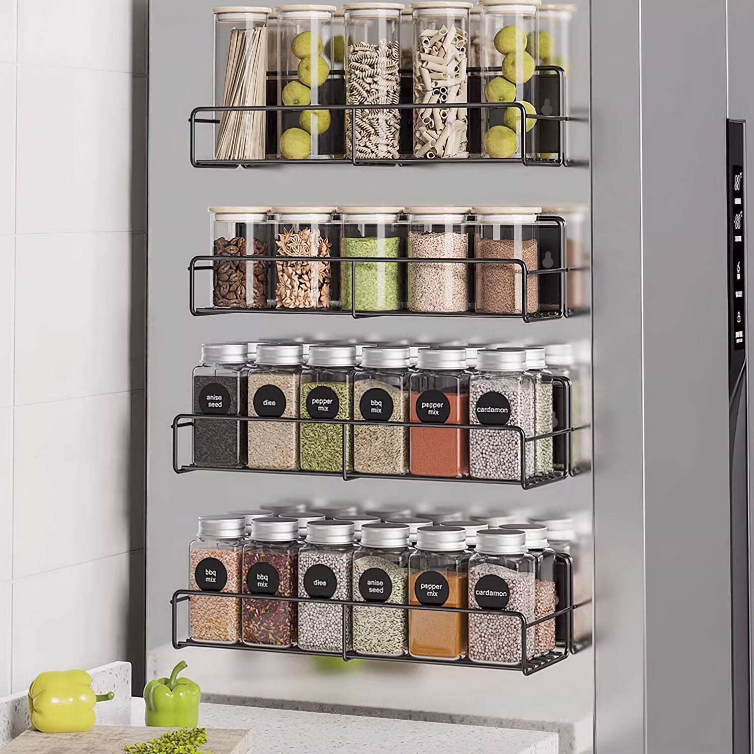 4-Piece: Strong Magnetic Spice Rack Organizer Outlet Choice