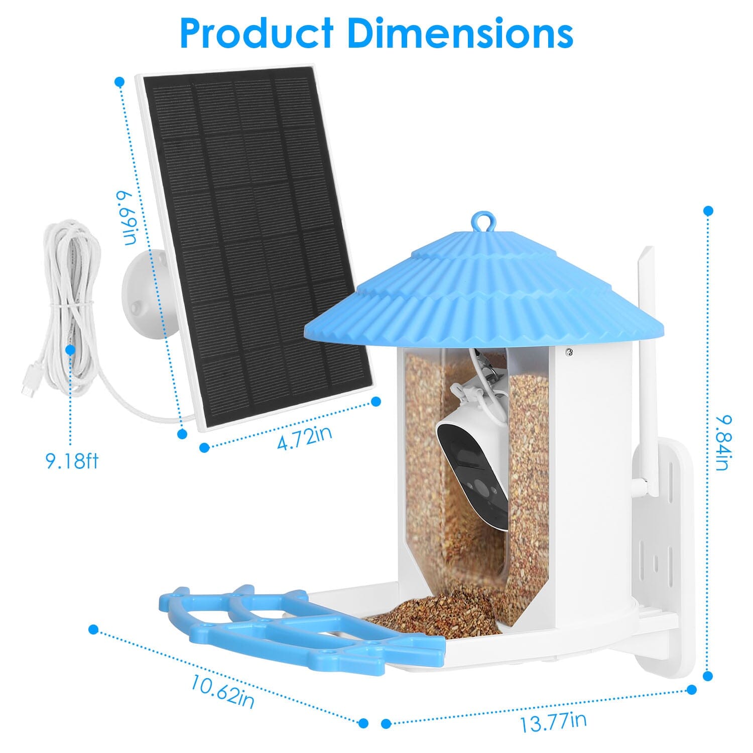 Solar Powered Smart Bird Feeder with PIR Motion AI Two-Way Audio Discount Collections