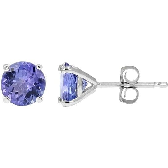 925 Solid Sterling Silver 2.00ct Genuine Tanzanite Round Stud Earrings Sale Real