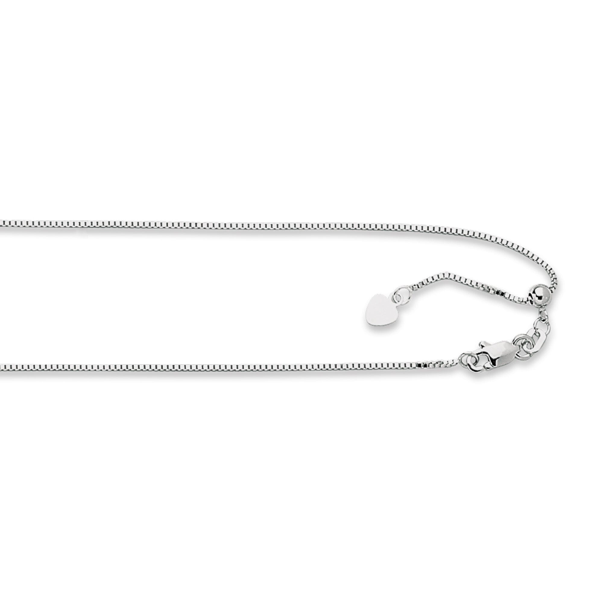 0.7MM Solid Adjustable Box Chain Real 14K White Gold Up to 22 Cheap Explore