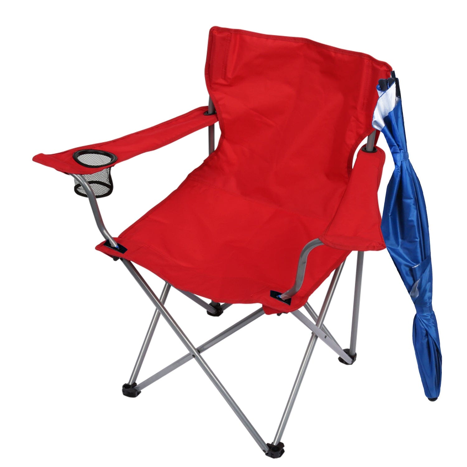 Foldable Beach Chair with Detachable Armrest Adjustable Canopy Stool with Cup Holder Tumblr