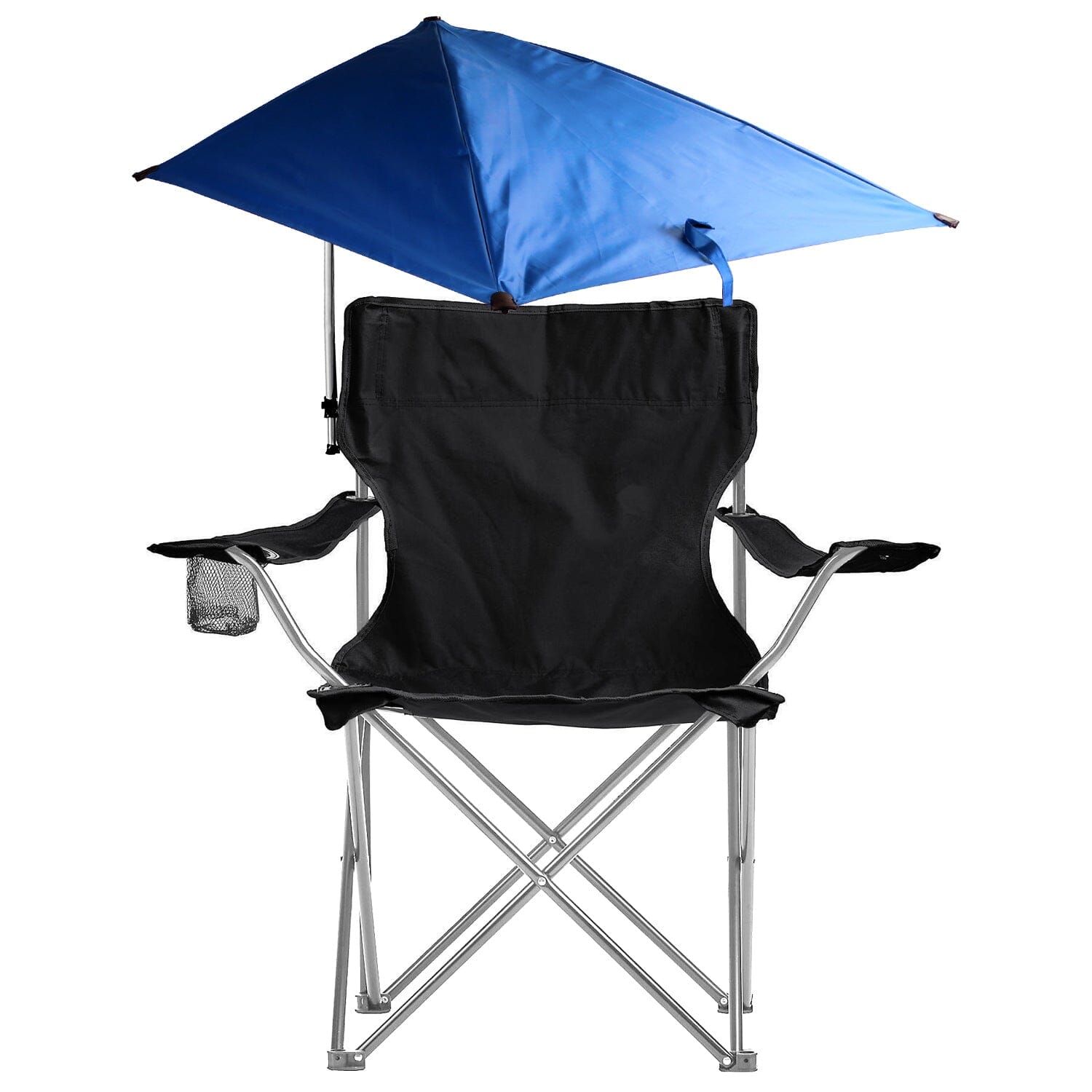 Foldable Beach Chair with Detachable Armrest Adjustable Canopy Stool with Cup Holder Tumblr