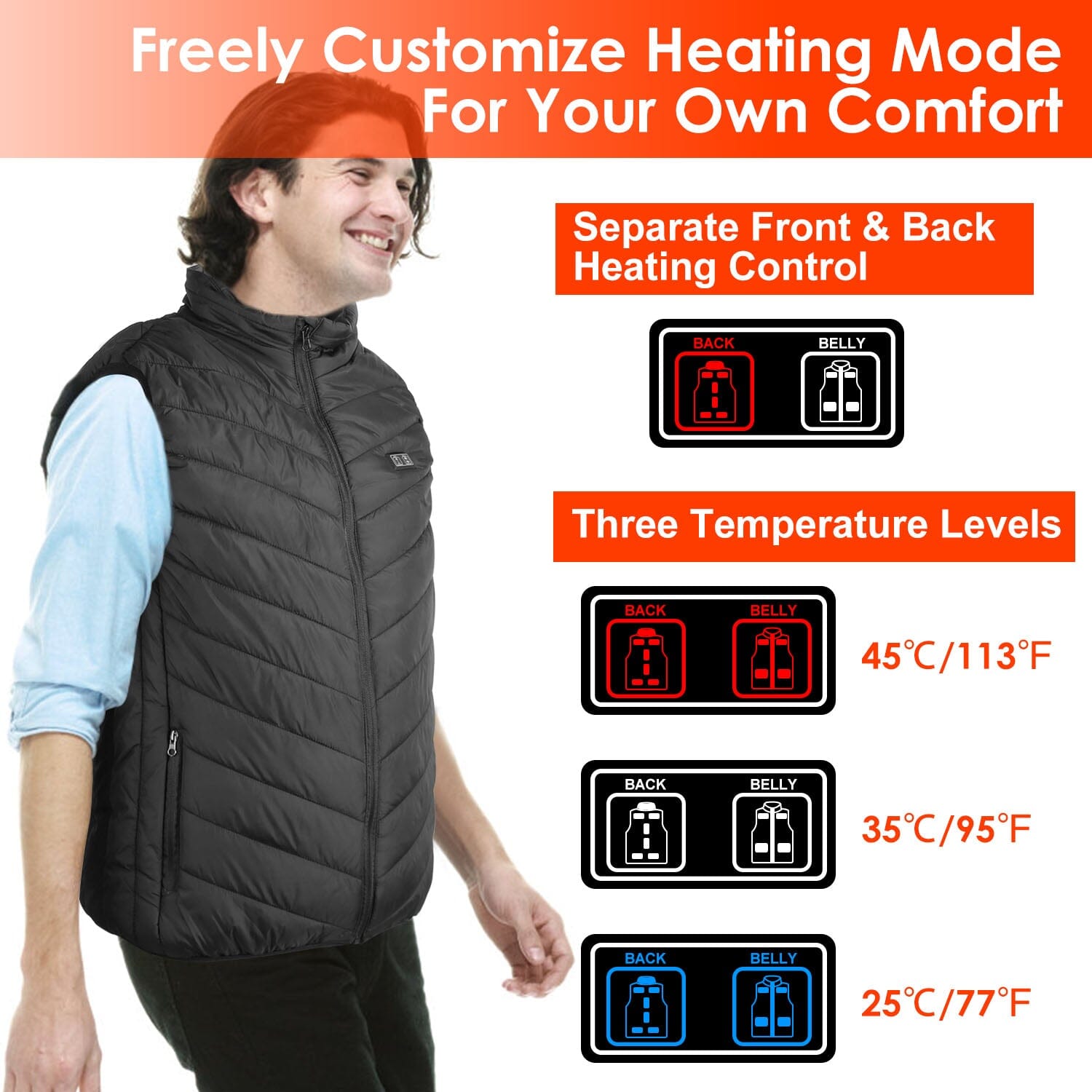 Heated Vest Electric USB Jacket with 3 Temperature Levels Cheap Sale Brand New Unisex